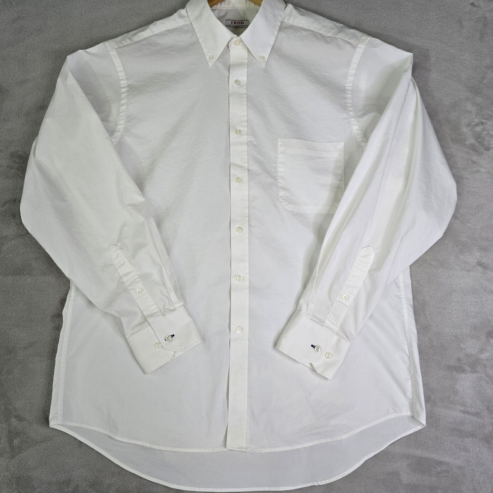 IZOD‎ Men's White Dress Shirt STRETCH Classic Fit  16-16.5 34/35 Long Sleeve